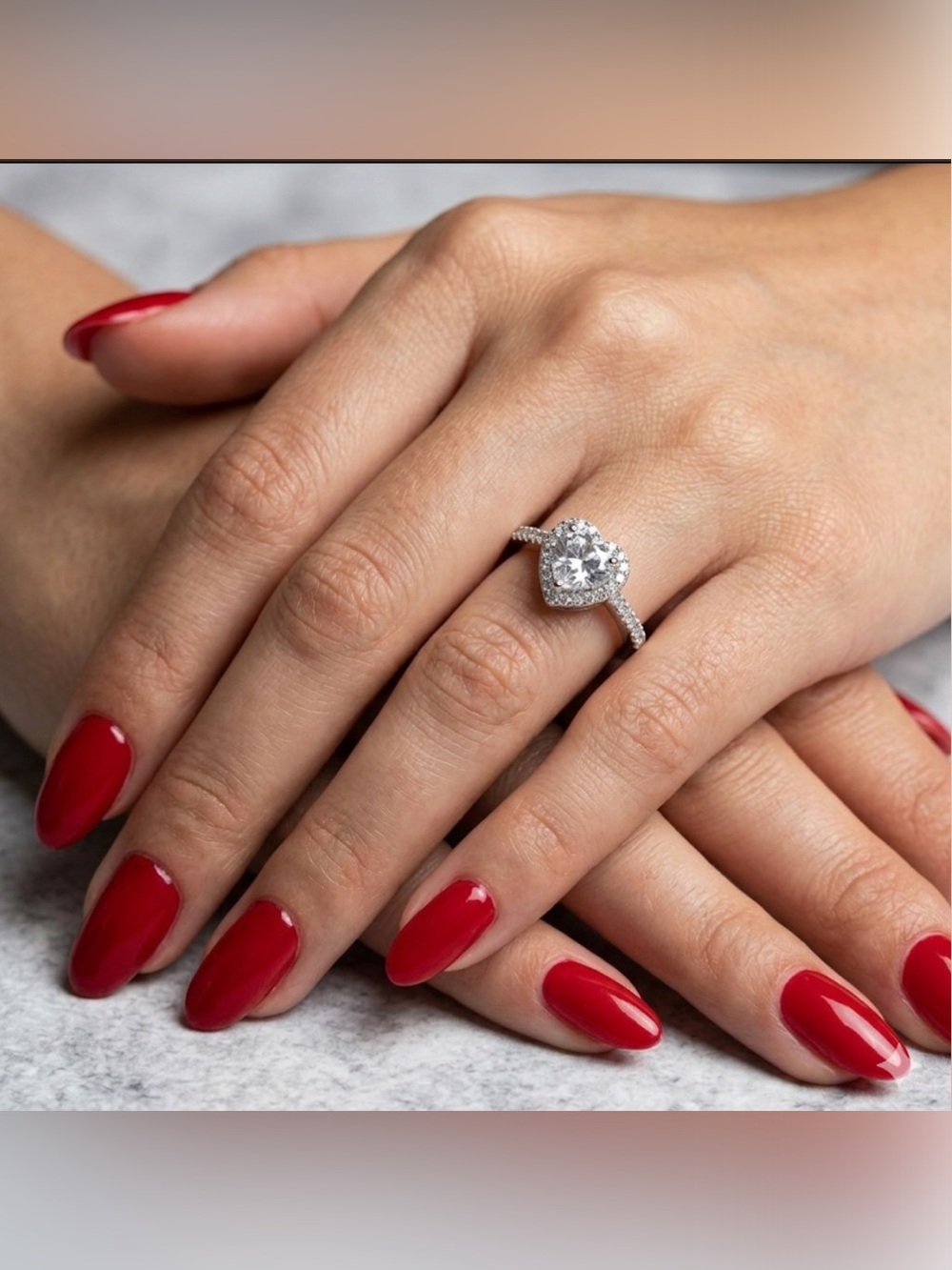 Sterling Silver 925 Heart CZ Ring — Romantic & Sparkly! Size 6